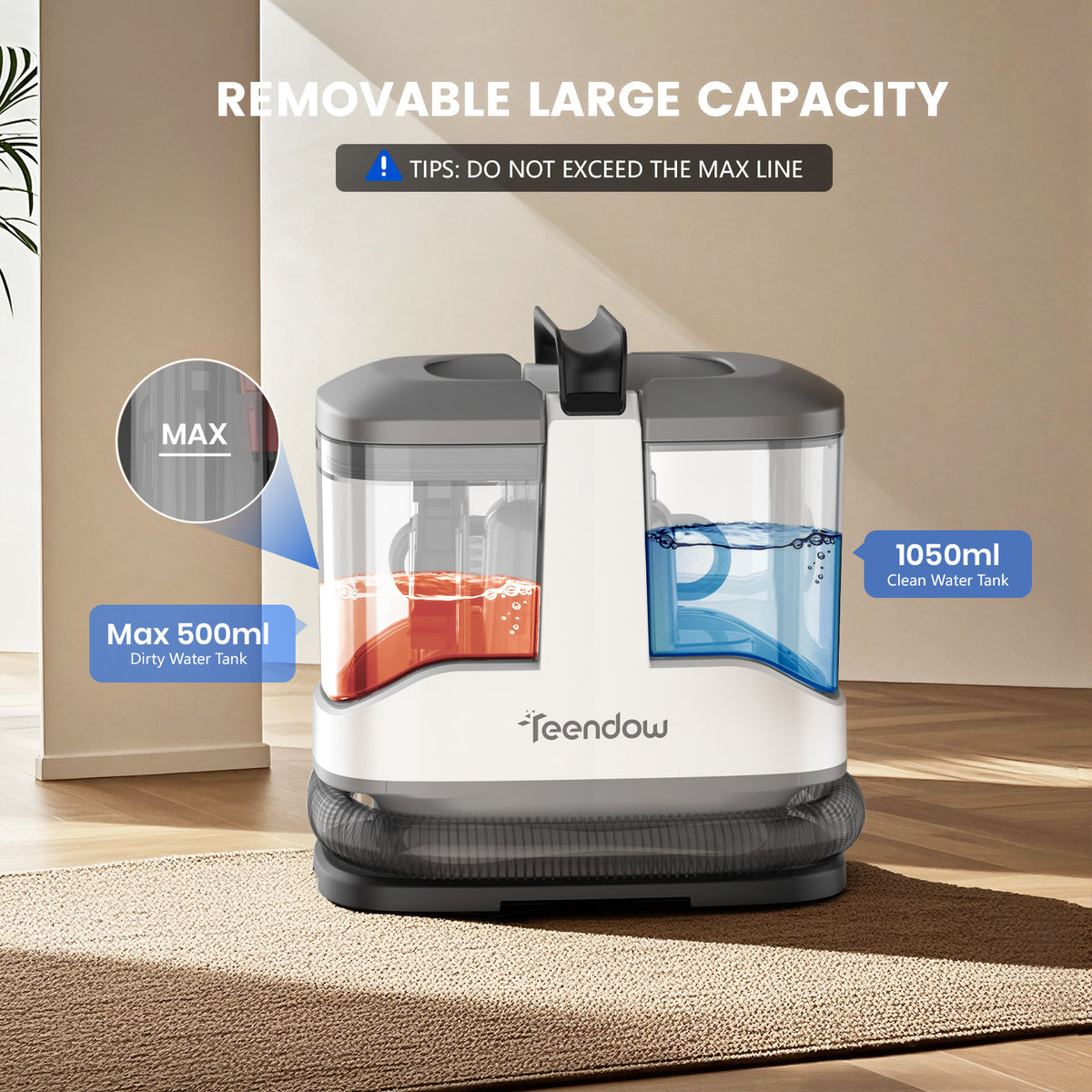 Teendow C3 Portable Carpet Cleaner Self-cleaning Rug Doctor Spot Cleaner