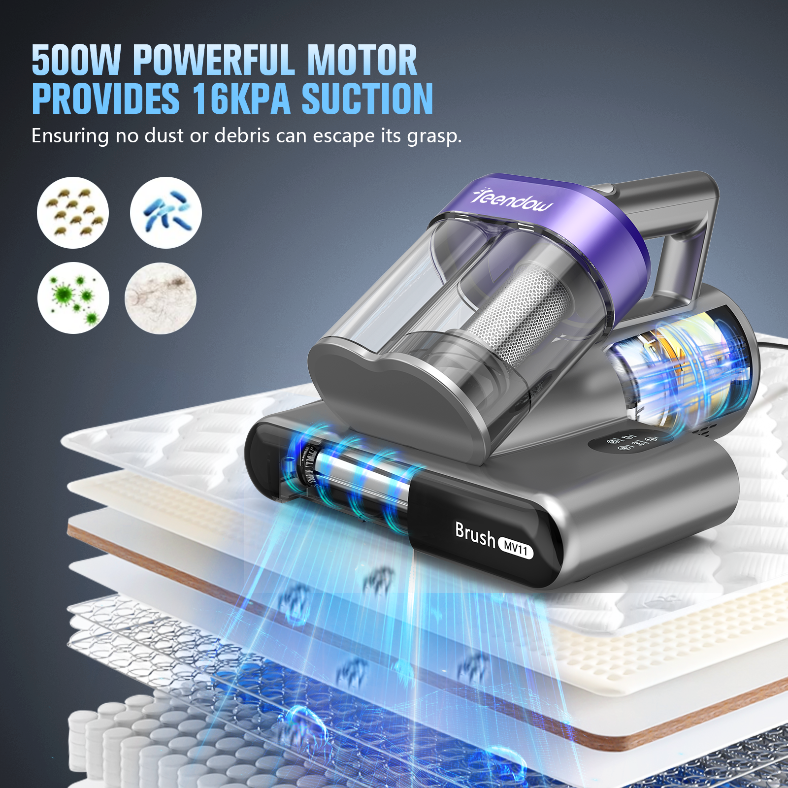 Teendow MV11 Portable Smart Bed Dust Mite Vacuum Cleaner
