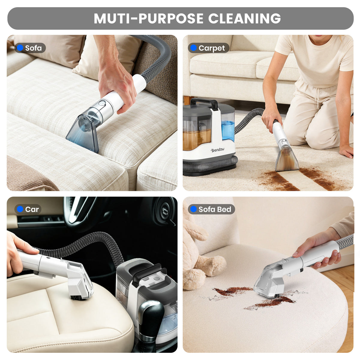 Teendow C3 Portable Carpet Cleaner Self-cleaning Rug Doctor Spot Cleaner