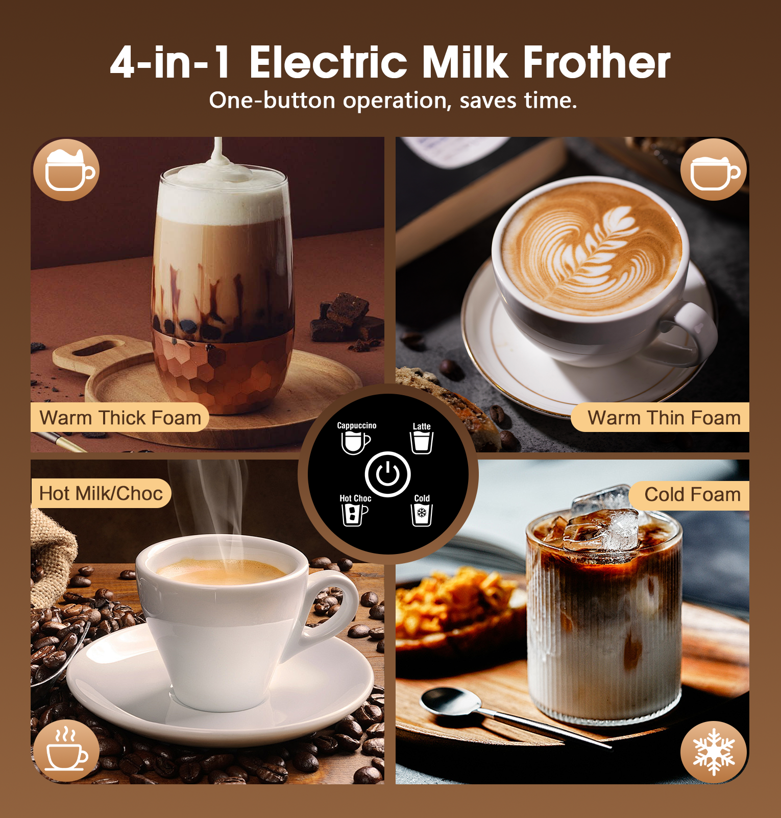 Teendow MF06-1 Professional Electric Milk Frother Steamer Machine Handled Cappuccino Maker Coffee Milk Frother