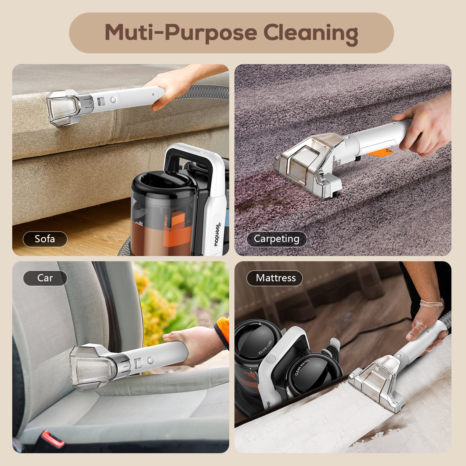 Teendow C5 Steam Cleaner Portable Wet and Dry Household Upholstery Fabric Sofa Washing Spot Vacuum Carpet Cleaner