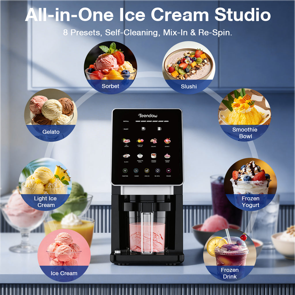 Teendow KF-2501 8 in 1 Automatic Home Electric Yogurt Shake Squeeze Ice Cream Maker