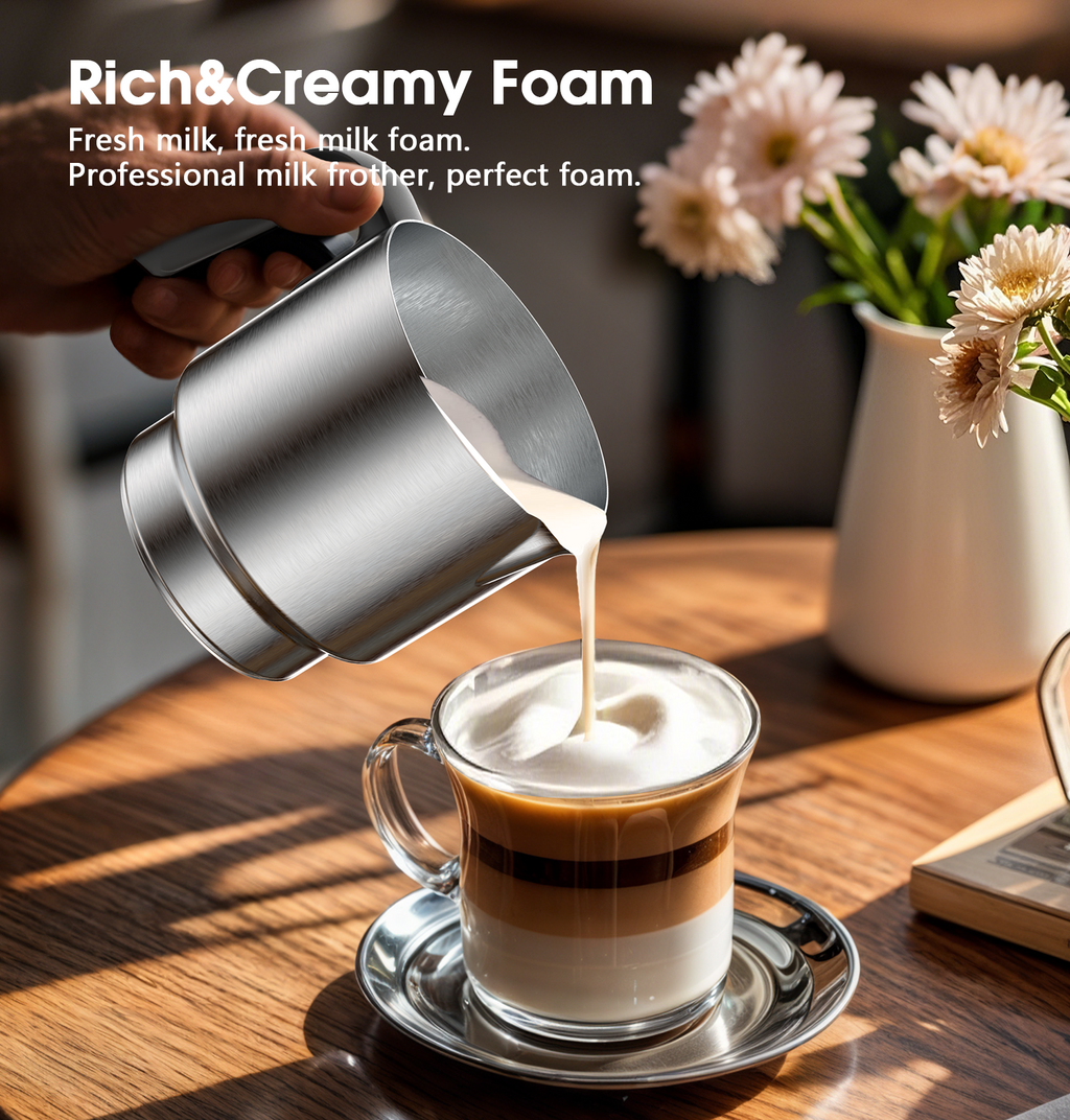 Teendow MF06-1 Professional Electric Milk Frother Steamer Machine Handled Cappuccino Maker Coffee Milk Frother