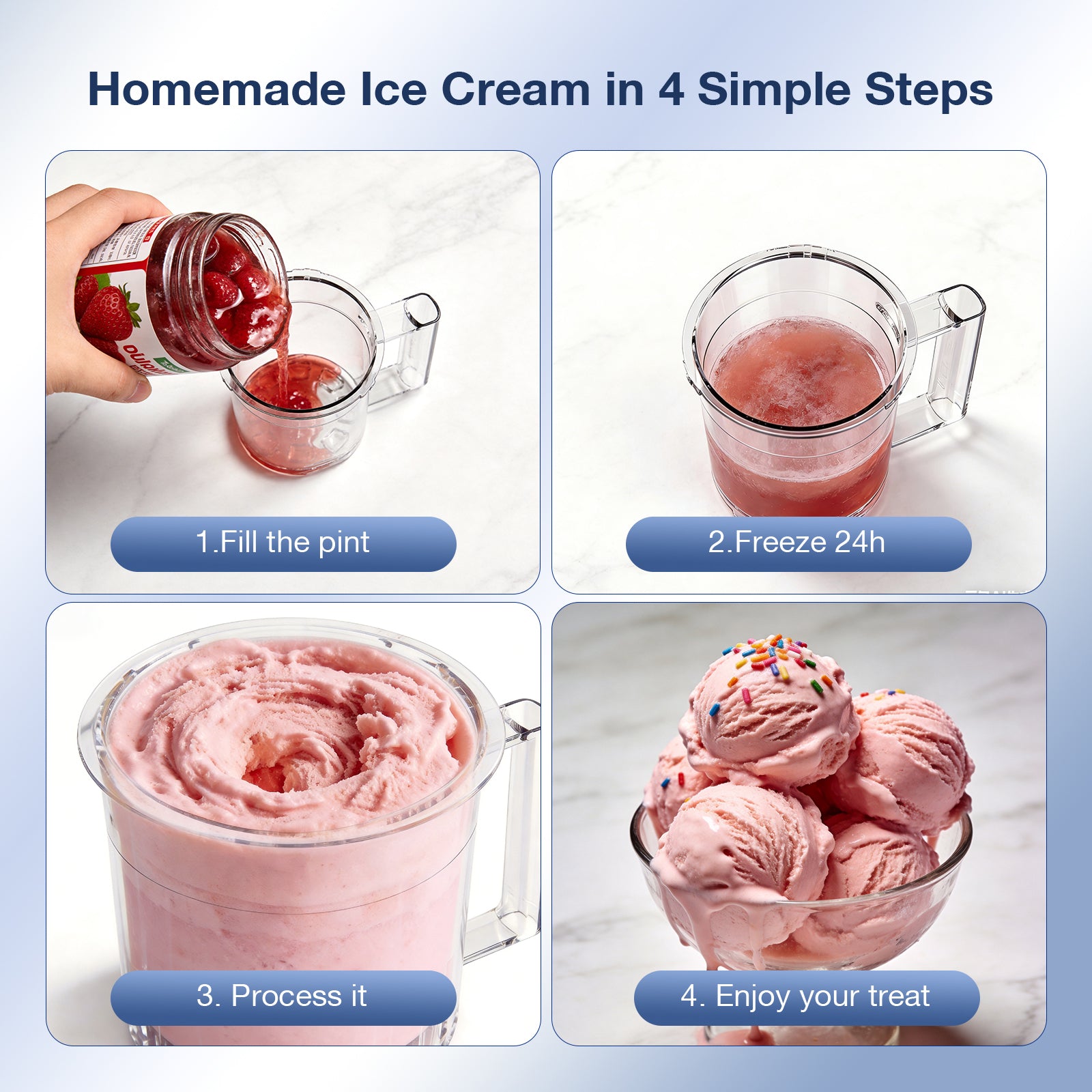 Teendow KF-2501 8 in 1 Automatic Home Electric Yogurt Shake Squeeze Ice Cream Maker