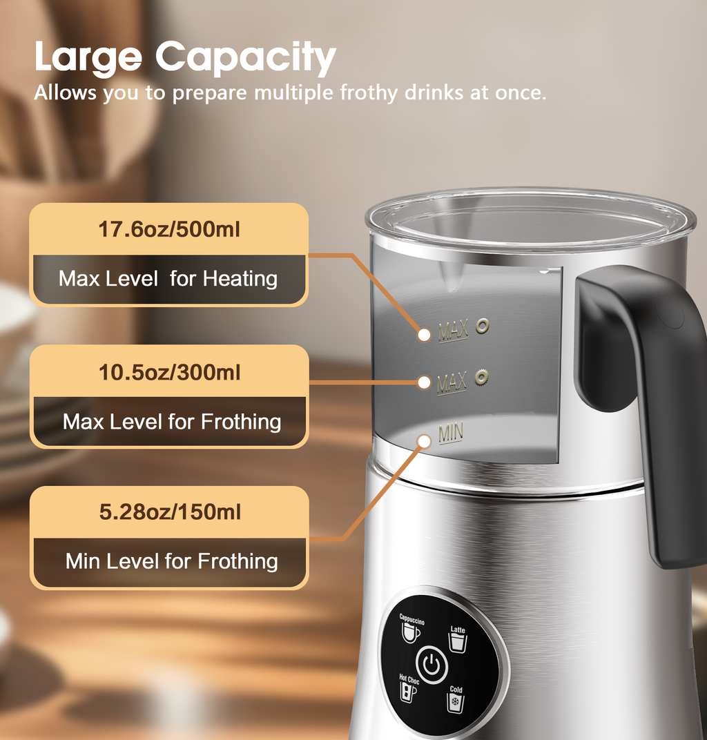 Teendow MF06-1 Professional Electric Milk Frother Steamer Machine Handled Cappuccino Maker Coffee Milk Frother