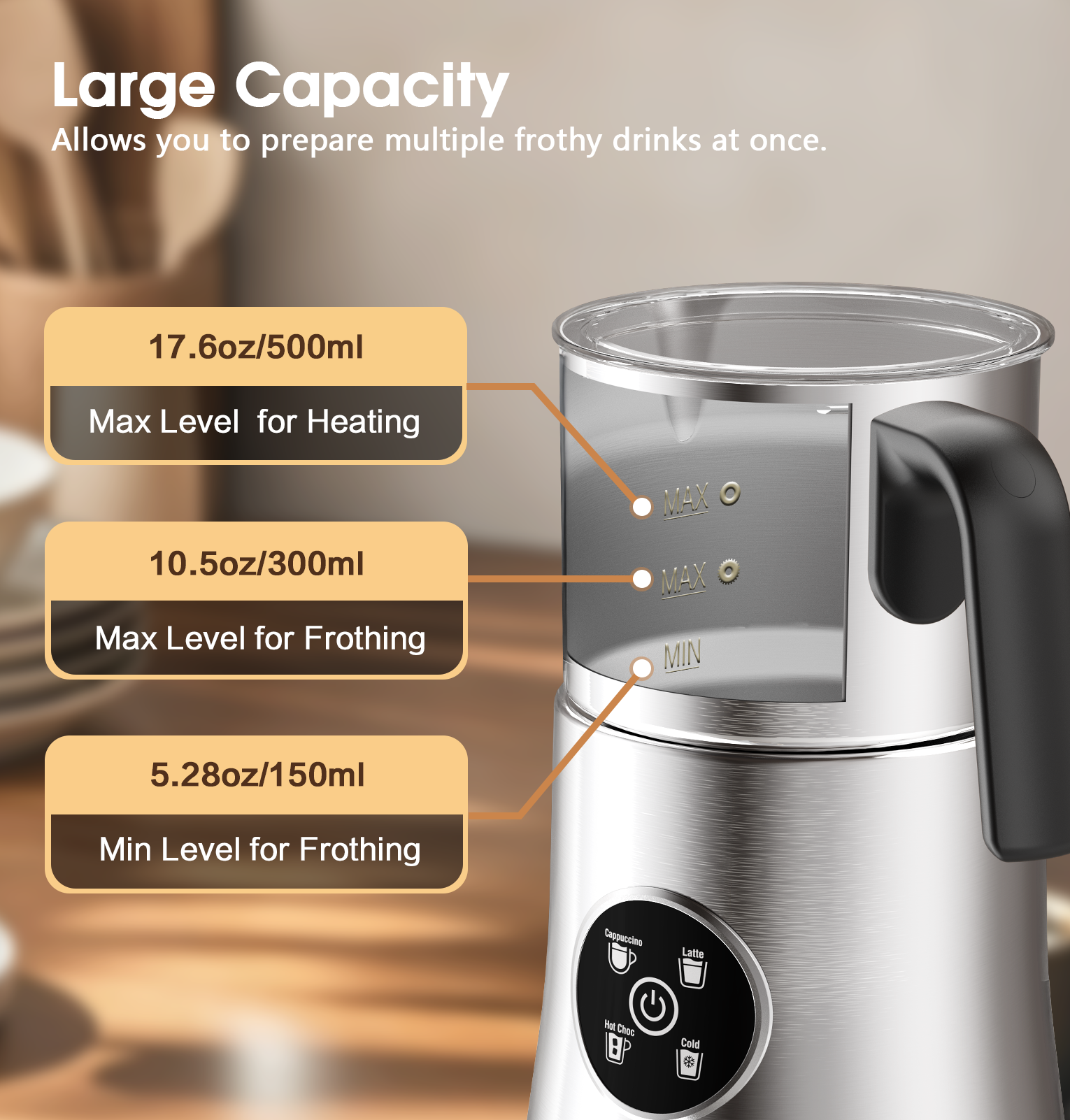 Teendow MF06-1 Professional Electric Milk Frother Steamer Machine Handled Cappuccino Maker Coffee Milk Frother