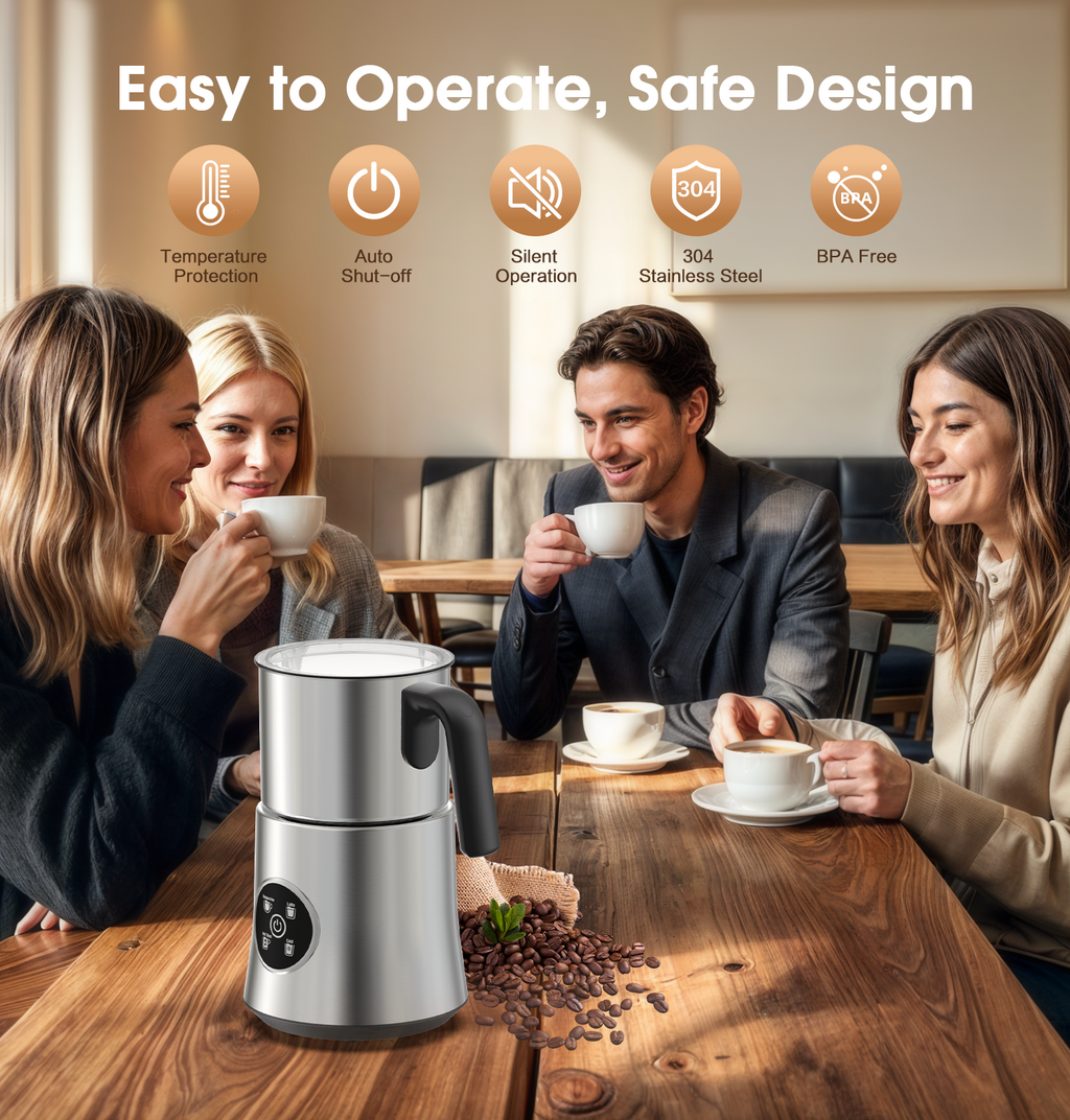 Teendow MF06-1 Professional Electric Milk Frother Steamer Machine Handled Cappuccino Maker Coffee Milk Frother