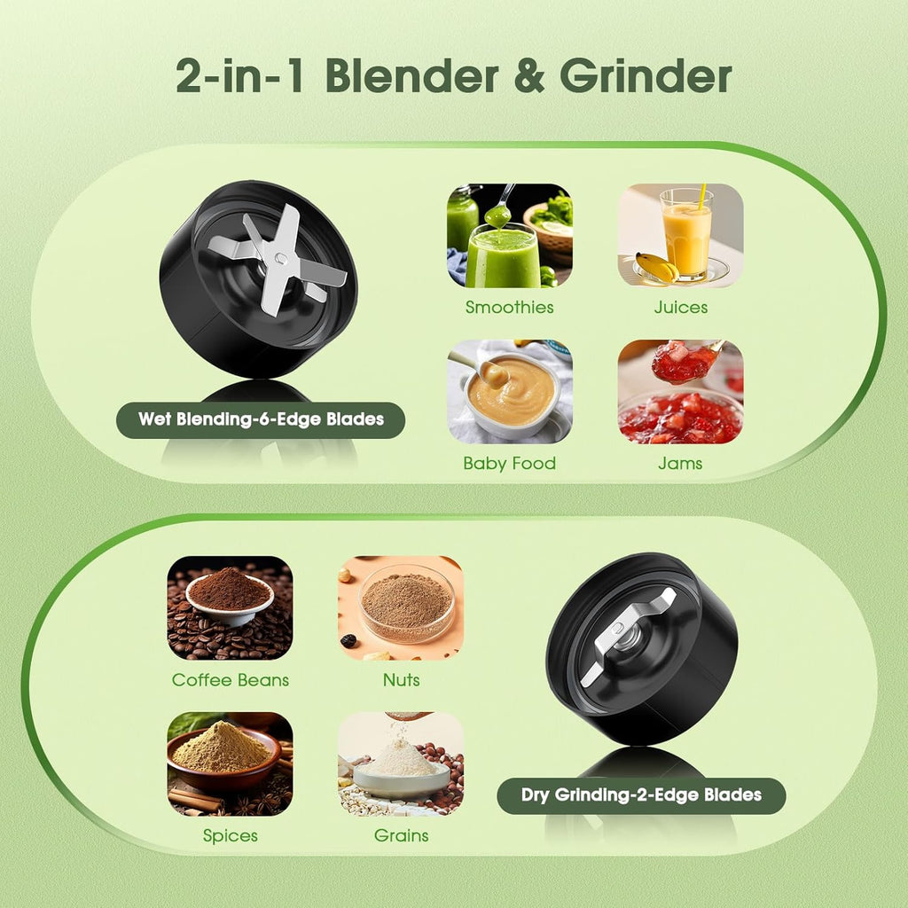 Teendow BL916AB 25000RPM 1000W 2-in-1 compact Personal electric Juicer Blender