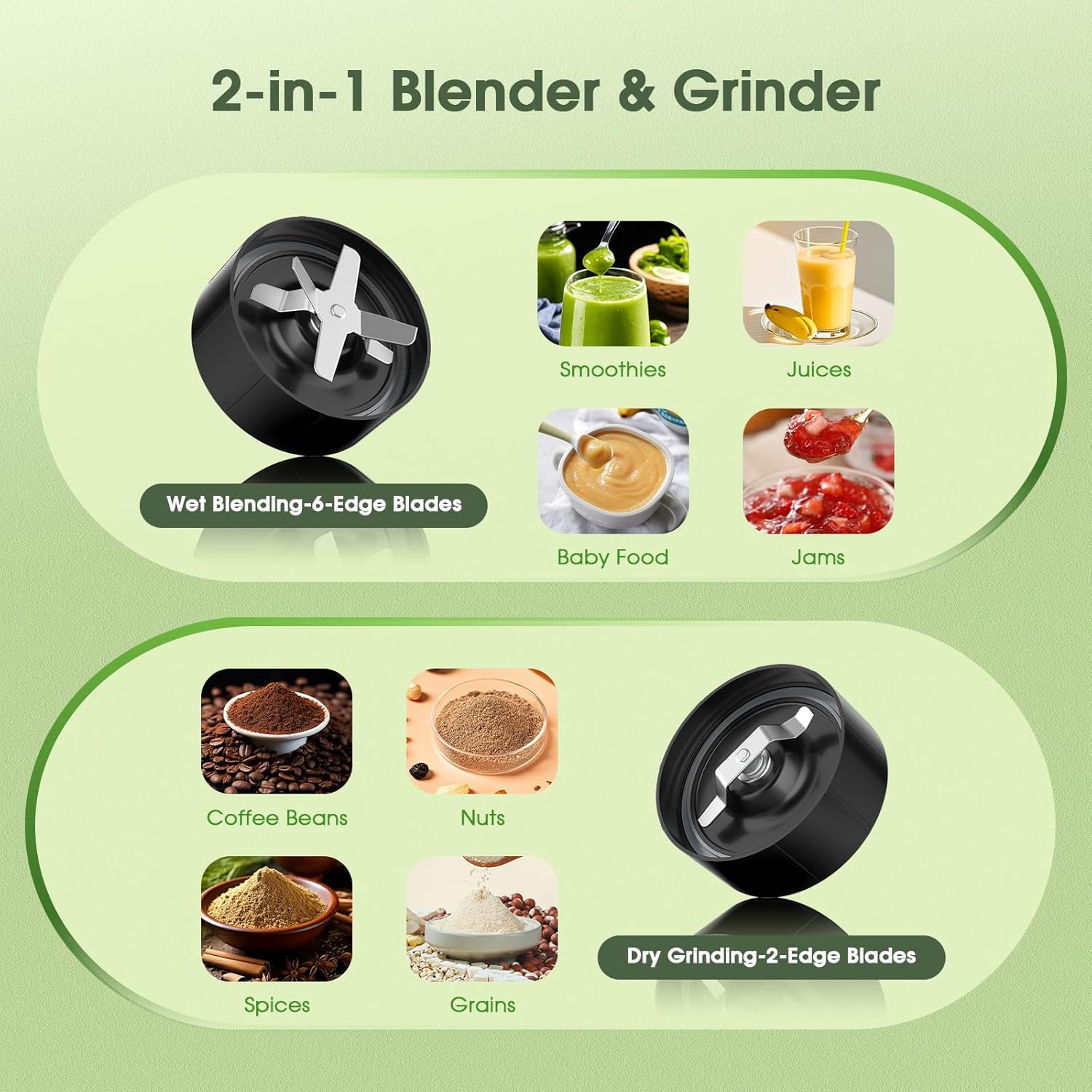 Teendow BL916AB 25000RPM 1000W 2-in-1 compact Personal electric Juicer Blender