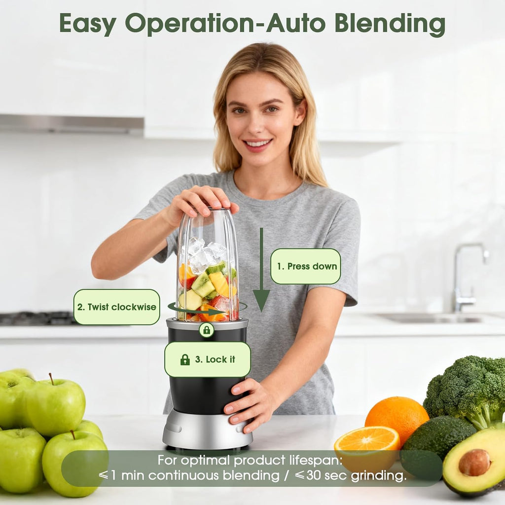 Teendow BL916AB 25000RPM 1000W 2-in-1 compact Personal electric Juicer Blender