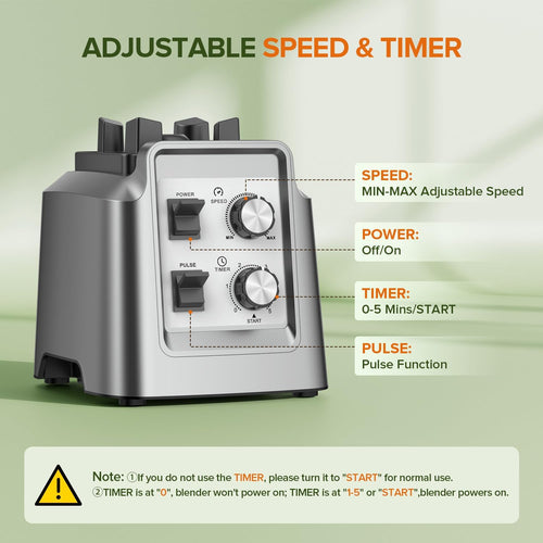 Professional 1800W High Speed Blender HS-209D 26000RPM Commercial Smoothie Maker 2L Heavy Duty Food Processor with Timer & Pulse Control