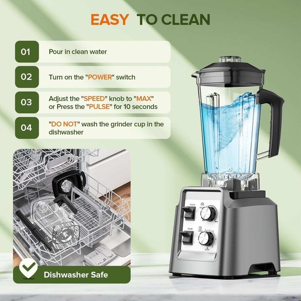 Professional 1800W High Speed Blender HS-209D 26000RPM Commercial Smoothie Maker 2L Heavy Duty Food Processor with Timer & Pulse Control