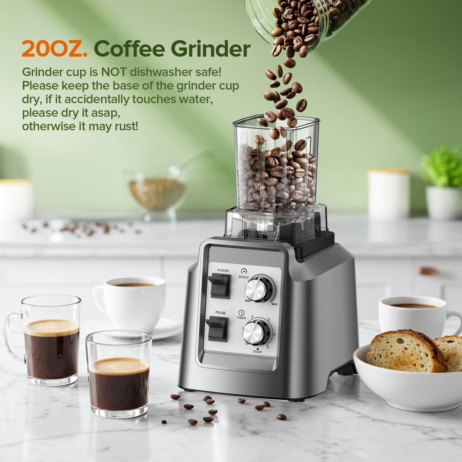 Professional 1800W High Speed Blender HS-209D 26000RPM Commercial Smoothie Maker 2L Heavy Duty Food Processor with Timer & Pulse Control