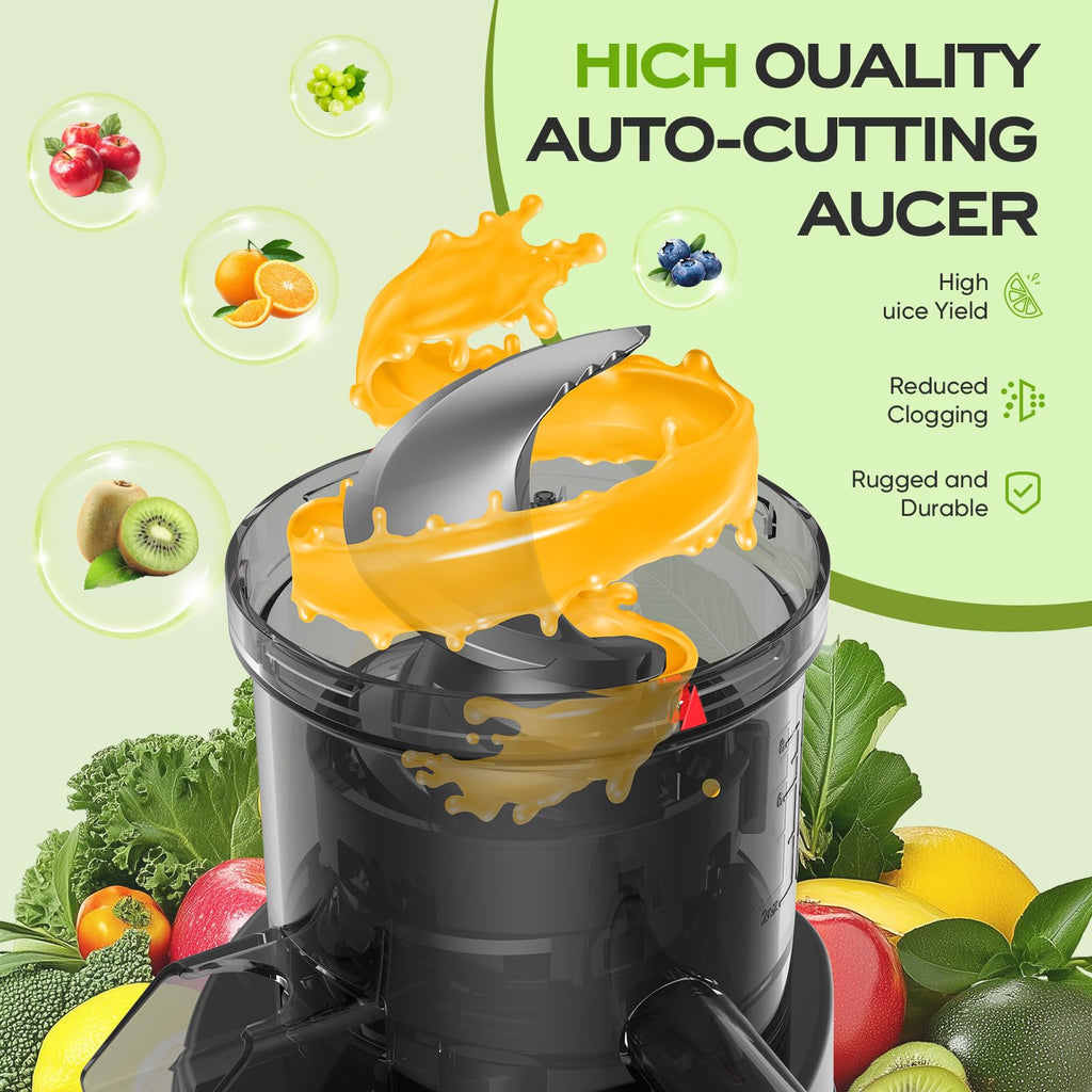 Teendow HH-MN05 Juicer Machines, 150W Cold Press Juicer with Wide Chute, Slow Masticating Juicers, High Juice Yield for Leafy Greens, Fruits & Vegetables, Easy to Clean
