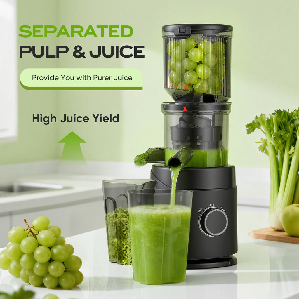 Teendow HH-MN05 Juicer Machines, 150W Cold Press Juicer with Wide Chute, Slow Masticating Juicers, High Juice Yield for Leafy Greens, Fruits & Vegetables, Easy to Clean